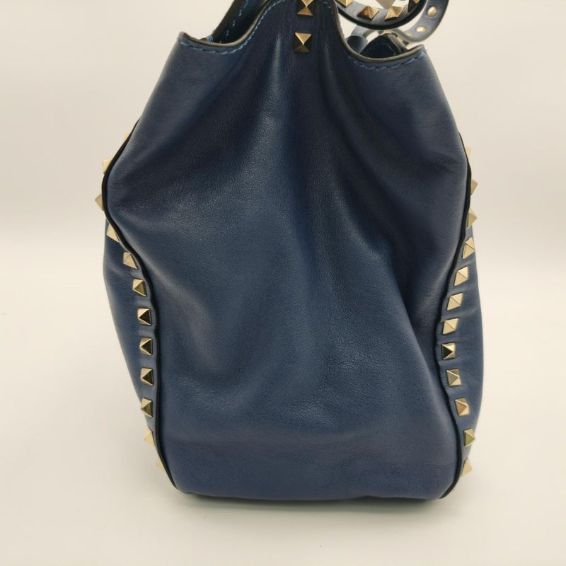 Blue Rockstud leather shoulder bag