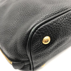 Black Vitello Daino leather Shopping tote bag
