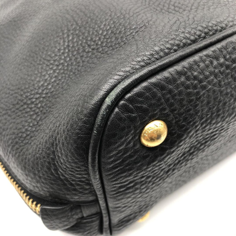 Black Vitello Daino leather Shopping tote bag