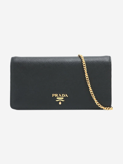 Black leather wallet on chain with gold-toned detailing Cross-body bags Prada 