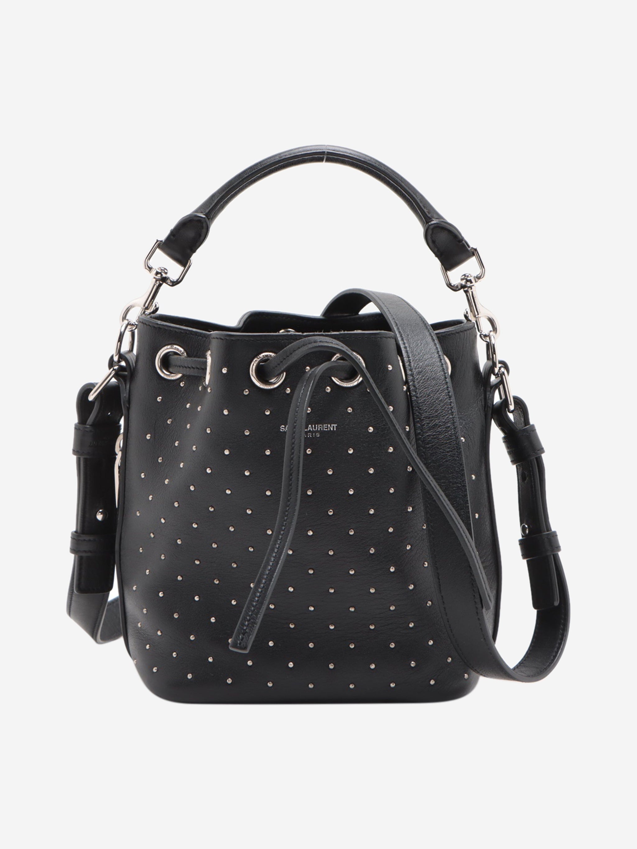 Black studded clearance bucket bag