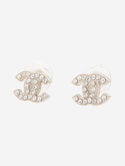 Silver Coco Mark rhinestone earrings Earrings Chanel 
