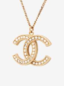 Chanel Gold faux-pearl embellished CC necklace