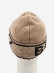 Burberry Light brown cashmere logo cuff beanie