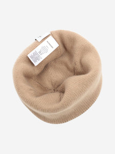 Burberry Light brown cashmere logo cuff beanie