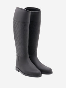 Gucci Black leather and rubber knee high boots - EU 37