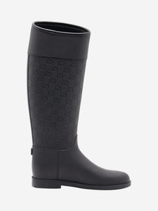 Gucci Black leather and rubber knee high boots - EU 37