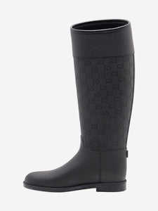 Gucci Black leather and rubber knee high boots - EU 37