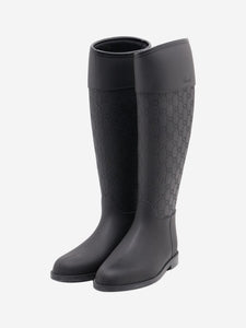 Gucci Black leather and rubber knee high boots - EU 37