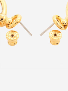 Hermes Gold leather hoop earrings