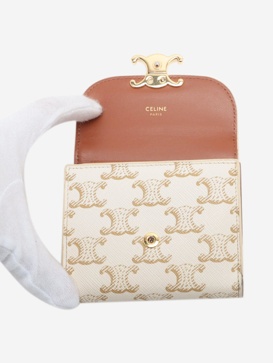 Celine pre-owned cream Triomphe compact wallet | Sign of the