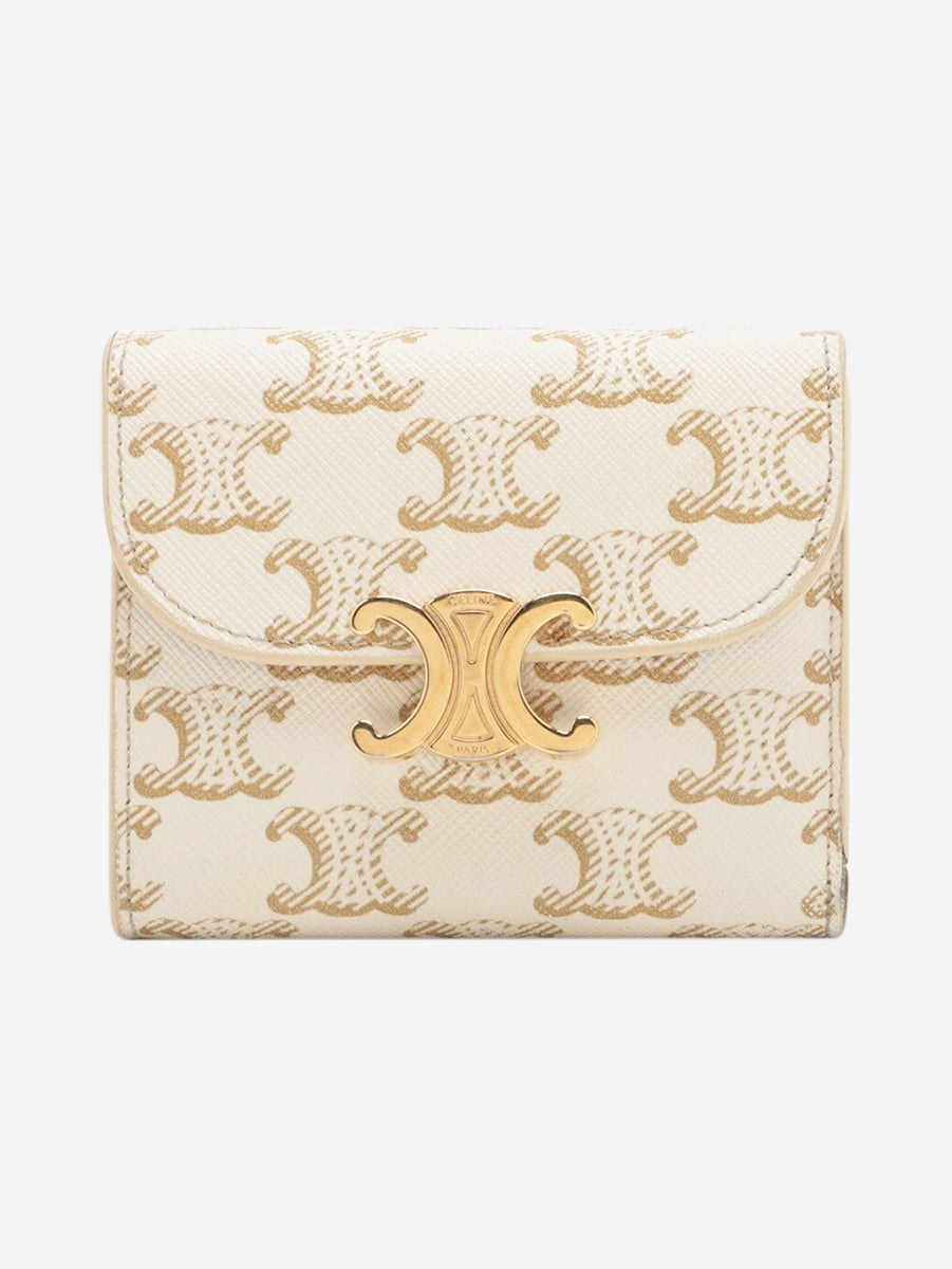 Celine pre-owned cream Triomphe compact wallet | Sign of the Times