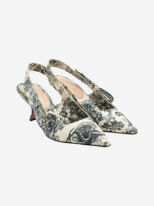 Christian Dior Grey Toile Doo JUY slingbacks - size EU 36.5