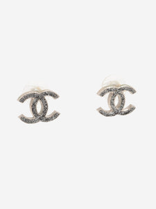 Chanel Grey CC stud earrings