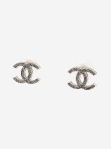 Chanel Grey CC stud earrings