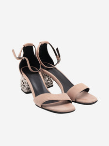 Hermes Pink glam chain detail sandal heels - size EU 37 (UK 4)