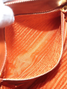 Prada Orange Saffiano leather Galleria top handle bag