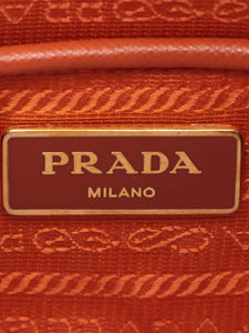 Prada Orange Saffiano leather Galleria top handle bag