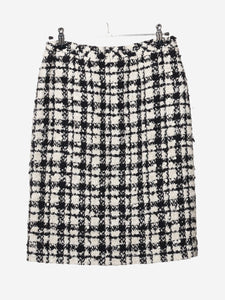 Chanel Black and white tweed checkered midi skirt - size UK 8