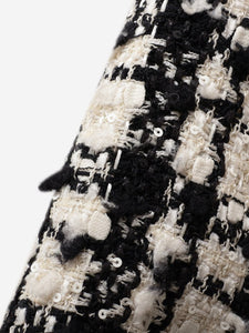 Chanel Black and white tweed checkered midi skirt - size UK 8