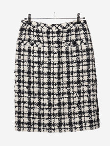 Chanel Black and white tweed checkered midi skirt - size UK 8