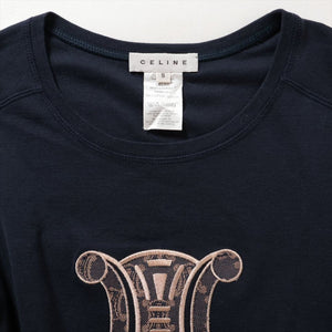 Celine Navy and gold embroidered t-shirt - size S