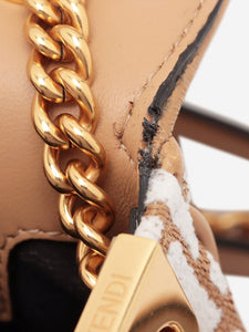 Fendi Beige Baguette chain midi shoulder bag