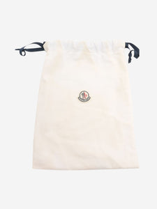 Moncler Grey logo-patch ribbed-knit scarf