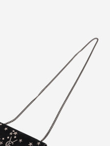 Saint Laurent Black Paris suede star-studded chain shoulder bag