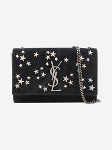 Saint Laurent Black Paris suede star-studded chain shoulder bag