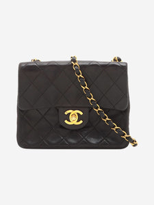 Chanel Black vintage 1991 mini lambskin Classic Single Flap bag