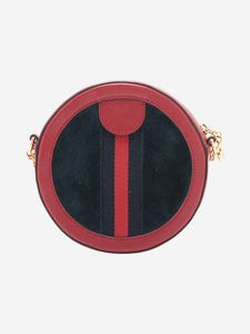 Gucci Red and dark blue leather Ophidia GG round bag