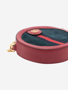 Gucci Red and dark blue leather Ophidia GG round bag