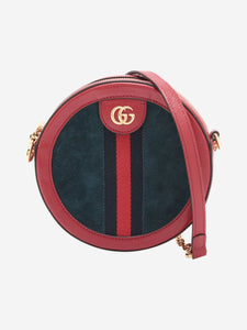 Gucci Red and dark blue leather Ophidia GG round bag