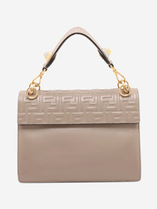 Fendi Taupe Zucca embossed Kan I leather shoulder bag