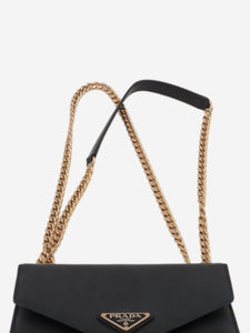 Prada Black Saffiano leather chain shoulder bag