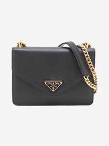 Prada Black Saffiano leather chain shoulder bag