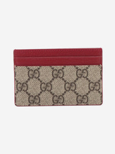 Gucci Red and brown GG Supreme cardholder