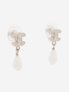 Chanel Silver Coco Mark drop earrings