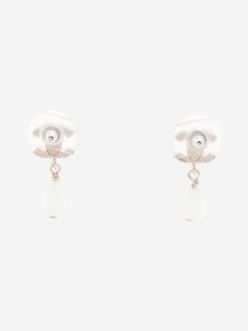 Chanel Silver Coco Mark drop earrings