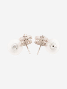 Chanel Silver Coco Mark drop earrings