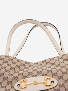 Gucci Brown and cream Horsebit 1955 GG canvas tote bag