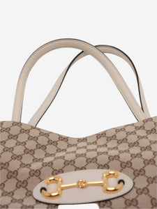 Gucci Brown and cream Horsebit 1955 GG canvas tote bag