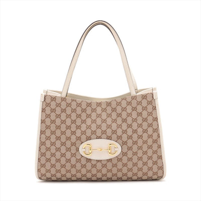 Brown and cream Horsebit 1955 GG canvas tote bag