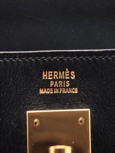 Hermes Black vintage 1993 Kelly 32 bag in Box Calf leather