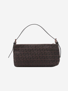 Fendi Brown Zucchino canvas shoulder bag