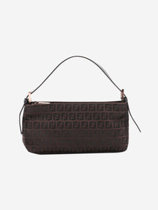 Fendi Brown Zucchino canvas shoulder bag