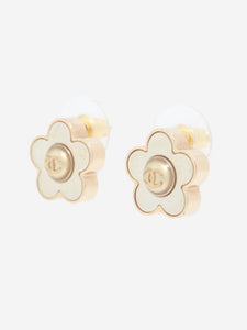 Chanel Gold Coco Mark flower earrings