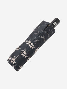 Chanel Black script logo umbrella