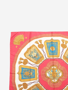 Hermes Red Porte Et Cauabrie silk scarf